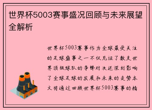 世界杯5003赛事盛况回顾与未来展望全解析